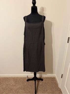 Ava & Viv Black Pinstripe Sleeveless Midi Dress